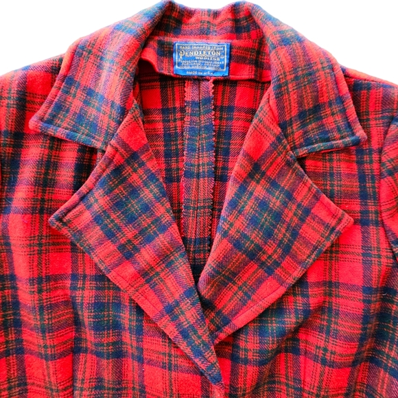 Vintage 1960's Era Pendleton Wool Red/Black/Green/Navy Tarten Plaid Skirt Set - Picture 7 of 17